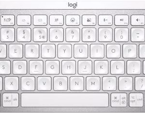 Logitech MX Keys Mini Wireless Illuminated Keyboard, Bluetooth Connectivity, USB-C Quick Charge, 1500mAh Battery Capacity, US International (Qwerty) Layout, Pale Gray