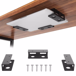 GOME Under Desk Laptop Mount Metal Bracket with Felt Board, Under Desk Laptop Tray Holder Shelf with Screws to Enhanced Stabilityby Gome