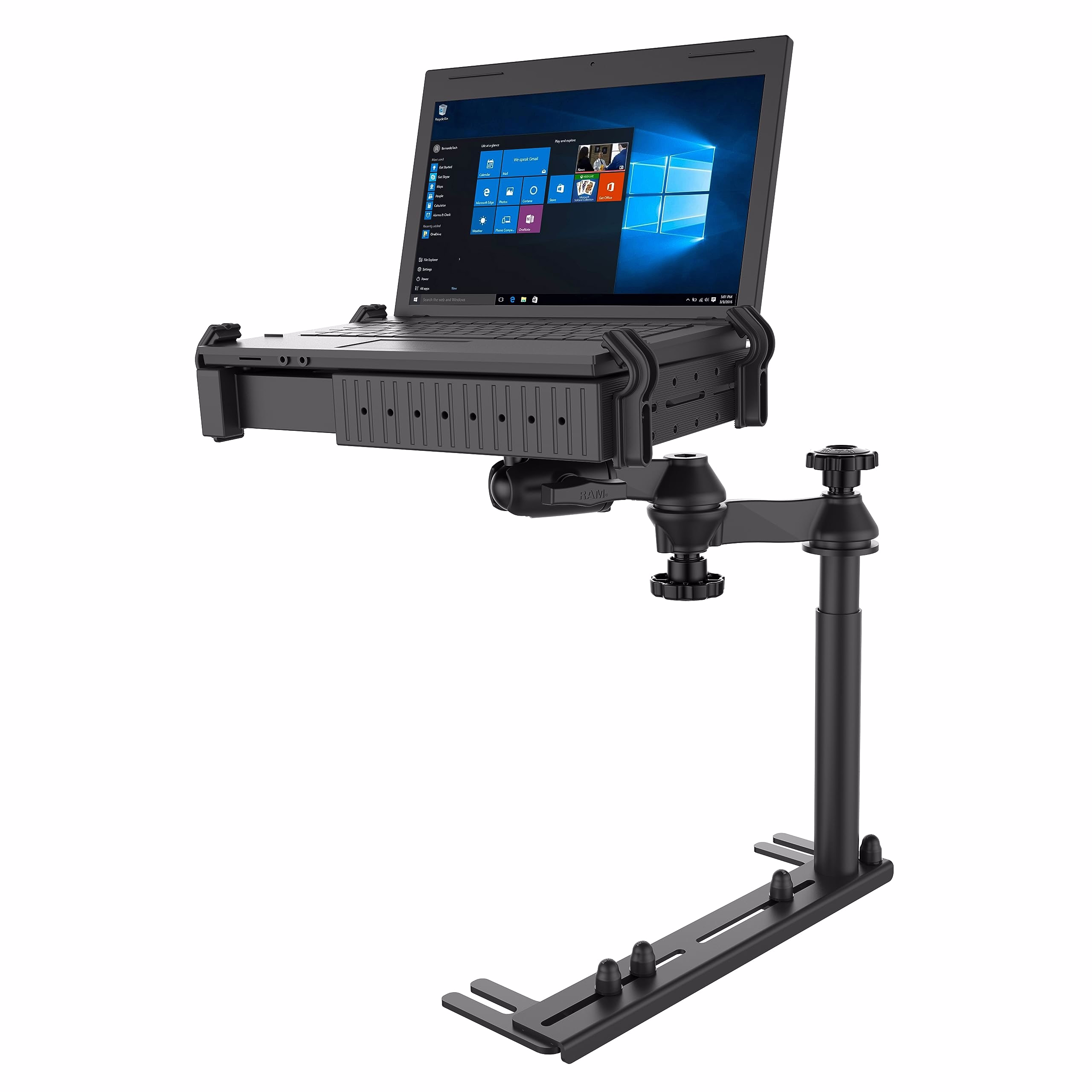 RAM MOUNTS Universal Vehicle Laptop Mount, No-Drill Seat Bolt Installation with Tough-Tray & Dual Swing Arm for Cars, Trucks & Work Vehicles RAM-VB-196-SW1by RAM MOUNTS
