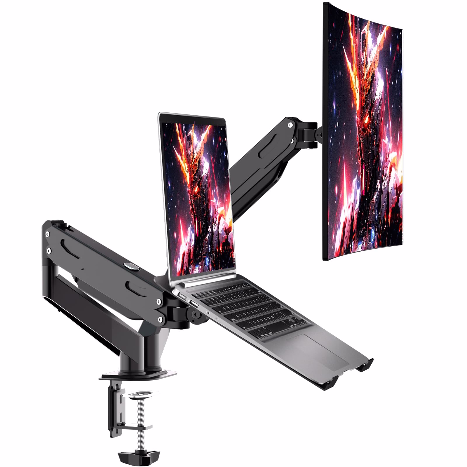 Pholiten Monitor and Laptop Mount for Max 32" Screen and 17" Notebookby Pholiten