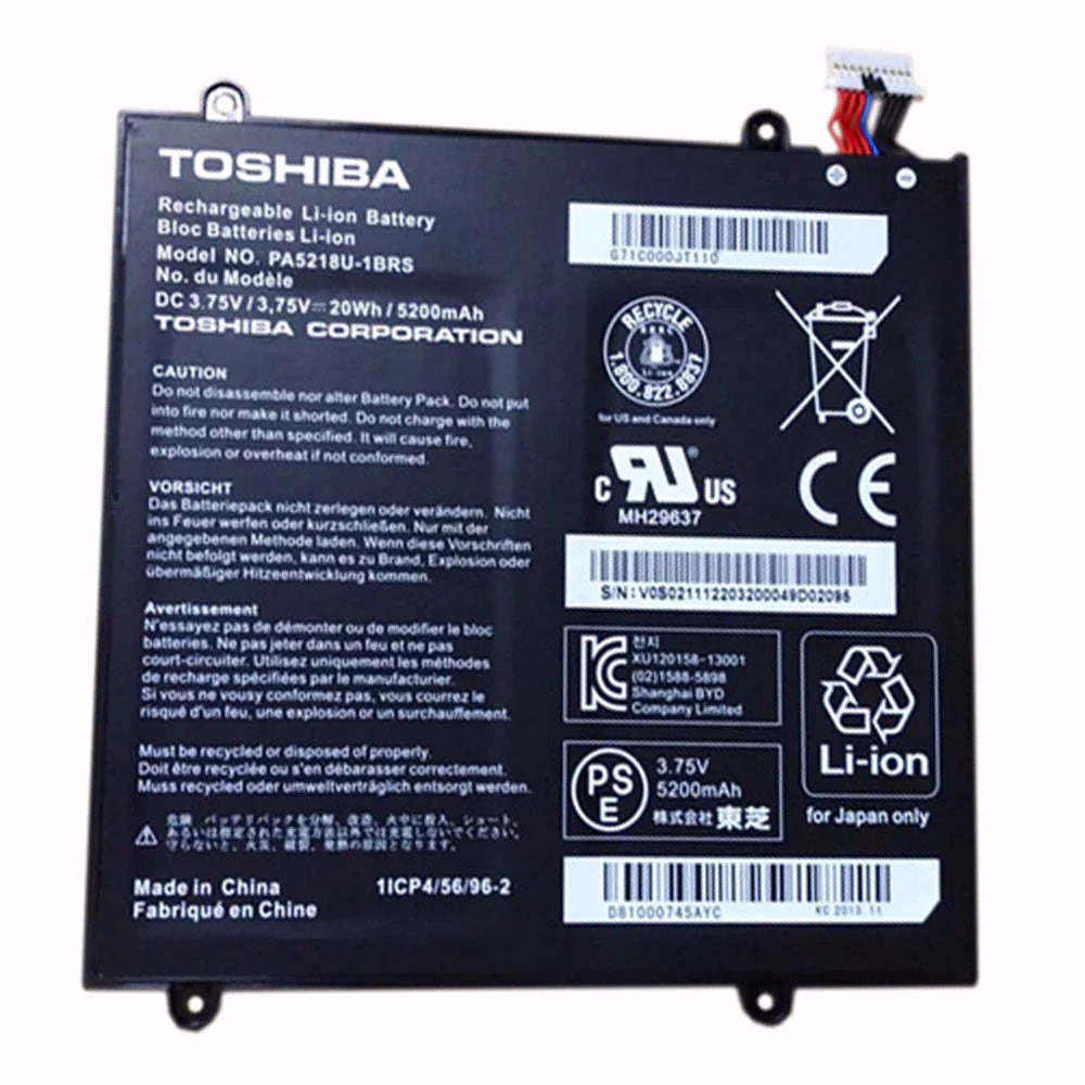 3.75V 20wh 5200mAh Compatible PA5218U-1BRS Toshiba A204 AT10-B Tablet Laptop Battery