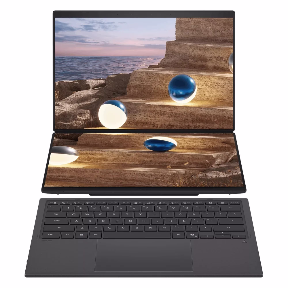 Asus Zenbook DUO Laptop, Intel Core Ultra 9 386H Processor, 32GB RAM, 1TB SSD, Dual 14" 3K OLED 144Hz Touch Display, Windows 11 Home, English & Arabic Keyboard, Stylus, Wireless Charger & Sleeve Included, 1 Year Warranty | UX8407AA-U9321W