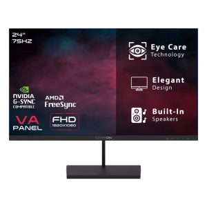 GameOn GB24F75 Gaming Monitor, 23.8" FHD (1920 x 1080) Resolution, 75Hz, VA Panel, Anti-glare, 5ms Response Time, 1 x HDMI, 1 x DisplayPort, Integrated Speaker, Black, 1 Year Warranty | GB24F75