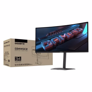 Gigabyte G34WQC2 Curved Ultra-Wide Gaming Monitor, 34" WQHD (3440 x 1440) Resolution, 21:9 Aspect Ratio, 200Hz, Anti-glare, 1ms (GTG) Response Time, HDMI, DisplayPort, Tilt/Height Adjustable Stand, Built-in Speakers, Black, 3 Year Warranty | G34WQC2