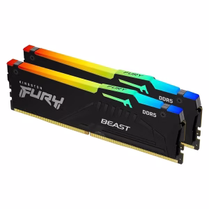 Kingston Fury Beast RGB Memory Kit, 64GB (2x32GB), DDR5 DRAM, 6000 MT/s, CL-36, 1 Year Warranty | KF560C36BBEAK2-64