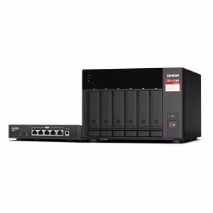 QNAP TS-673A-SW5T 6 BAY Tower NAS BOX, AMD Ryzen V1500B 4-core Processor, 8GB DDR4 RAM, High-speed storage, Dual 2.5GbE Connectivity, RJ-45, USB 3.2 Gen 2, 1 Year Warranty | TS-673A-SW5T
