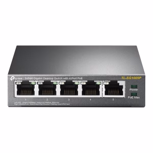 TP-Link 5-Port Gigabit Desktop Switch, 4 x PoE Ports, 1 x Gigabit Uplink Port, 56W Power Budget, Plug-and-Play, 1 Year Warranty | TL-SG1005P