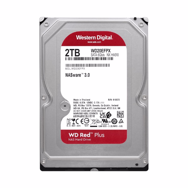 WD Red Plus Internal NAS SATA HDD, 2TB, 5400 RPM, 175 MB/s Data Transfer Speed, 64MB Cache, 1 Year Warranty | WD20EFPX